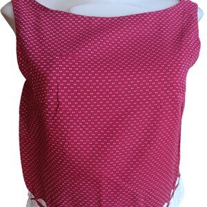 Small Vintage Women's 1960's Top Sleeveless Red Dot Top Ribbon Pleated Country